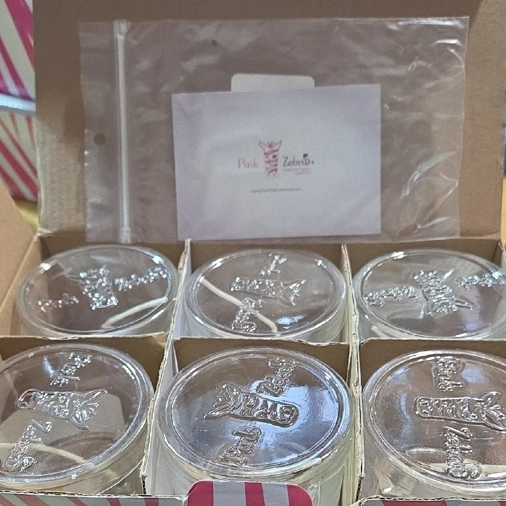 #6 Pink Zebra Elegant Glass Votive Set